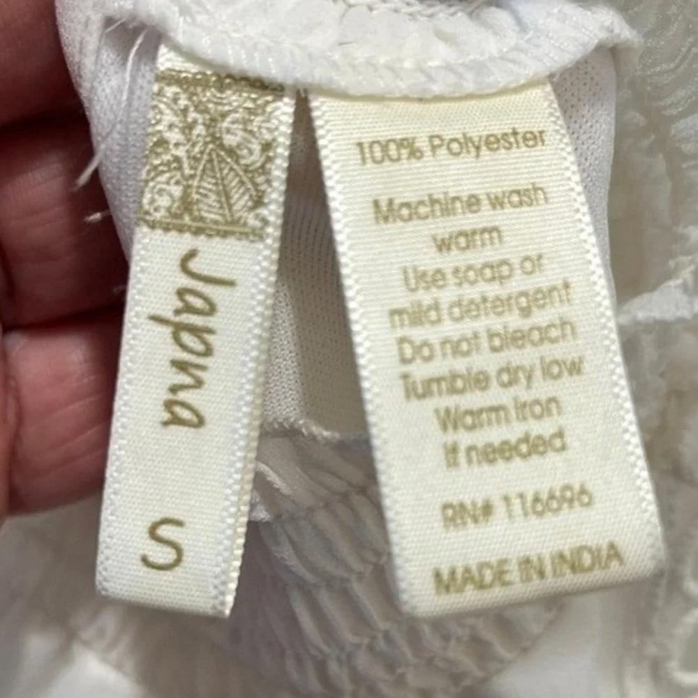 Japna Womens‎ S Lace Peplum Blouse Ivory Sleeveless Smocked Ruffle Feminine Chic - Picture 2 of 8